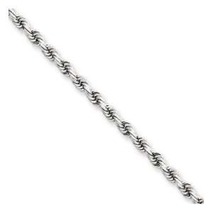 14k White Gold 2.9mm Diamond Cut Rope Chain Anklet   9 Inch   Lobster 