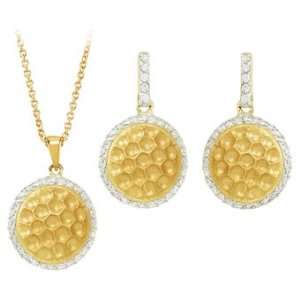  Cubic Zirconia and Sterling Silver 14K Yellow Gold Plated Necklace 