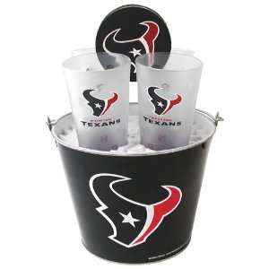 Houston Texans NFL Metal Bucket, Frost Resist Pint Glass & Coaster Set 