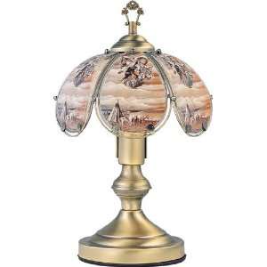  14.25h Glass Indian Theme Antique Bronze Base Touch Lamp 