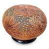 PALM FRONDS~Hand Carved Coconut Shell SCULPTURE & Stand  