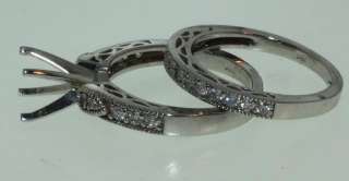 14k white gold diamond semi mount bridal ring set 7  