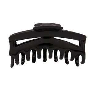  Medium Flat And Cool Patent Covered Spring Hair Claw In Black Beauty