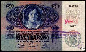 Hungary 50 Korona 1914 with hungarian stamp III  