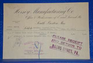 SOUTH BOSTON, MA/1913 Invoice/Hersey Mfg. Co.  