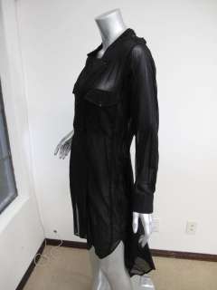 Etoile Isabel Marant Black Long Sleeve Sheer Mid Calf Pocket Dress 1 