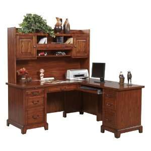  Solutions Oak 66 L Shaped Desk with Hutch by Wilshire 