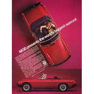  1977 Ad Vintage Red MGB Convertible MG Sports Car 