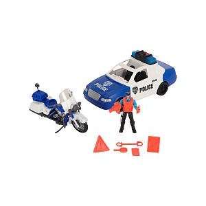 True Heroes Police Rescue Patrol w/Motorcycle, Figure, Police Car 