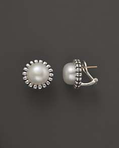 Lagos Sterling Silver Fluted Freshwater Pearl Earrings