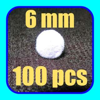 100 WHITE 6mm FLUFFY POM POMS pompoms crafts SNOW balls  