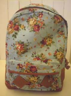 Shabby Vintage Country Chic Rose Light Blue Backpack  