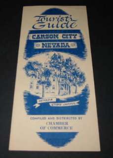 1950s Tourists Guide   CARSON CITY NEVADA Brochure  