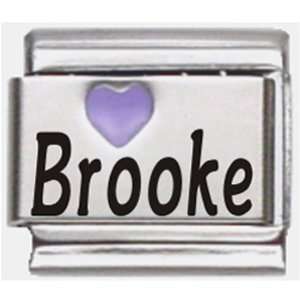  Brooke Purple Heart Laser Name Italian Charm Link Jewelry