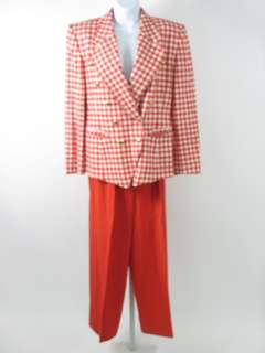 ESCADA Red White Silk Plaid Wool Blazer Jacket Suit 38  