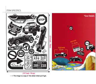 CLASSIC CARS ★ Mural Art Wall Paper Removable Sticker  