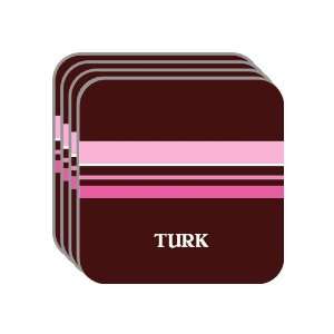 Personal Name Gift   TURK Set of 4 Mini Mousepad Coasters (pink 