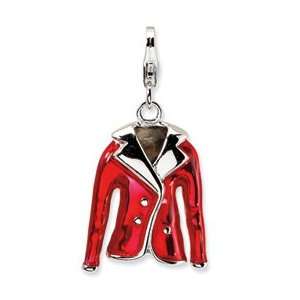   Amore La Vita Sterling Silver 3 D Red Jacket Charm with Lobster Clasp