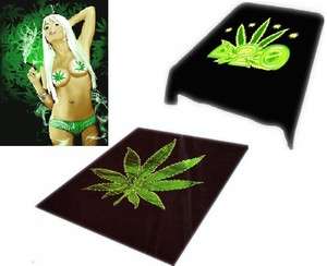 Brand New Queen size 79x95 Luxury blanket Marijuana Leaf  
