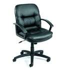 Boss Office Products Black Leather Office Executive Mid Back Chair