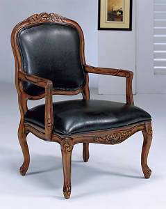 Hand Carved Retro Antique Wood Accent Arm Chair   Black  