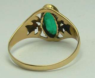 COLOMBIAN EMERALD CABOCHON & GOLD RING .90CTS  