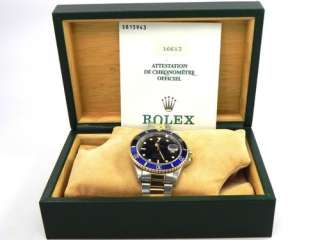 Rolex Submariner Blue 16613 Box & Papers S Serial Minty  