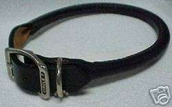 Dog Collar Leather Rolled Collar 3/4 X 18 Inch Black  