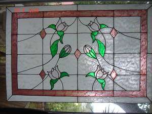 faux stained glass pink rose bud window cling  