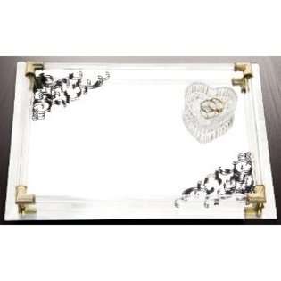 Accents by Jay Mirror Vanity Tray with Black Scroll Design and Gold 