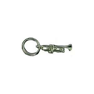  Trumpet Key Chain   Nickel Silver Plated Musical 