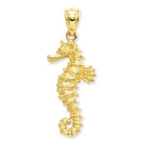  14k Gold Polished Open Backed Seahorse Pendant Jewelry