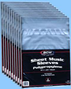 BCW Sleeves SHEET MUSIC Size 1000 count /CASE LOT  