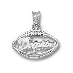 Miami Dolphins Sterling Silver DOLPHINS Pierced Football Pendant