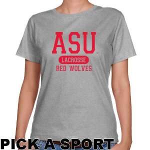 Arkansas State Red Wolves Ladies Ash Custom Sport Classic Fit T shirt 