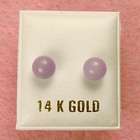 In Gifts 14K Gold   4mm Lavender Jade Stud Earrings