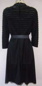 PETER NYGARD Black Ruffle Belted Lined Cocktail Versatile Dress 10 NWT 
