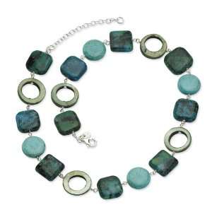    Sterling Silver Chrysocolla/Dyed Howlite/MOP Necklace Jewelry
