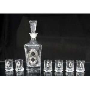  Crystal and Silver Liquor Set