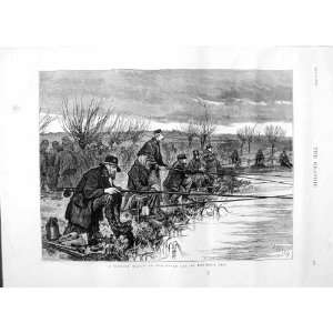 1875 FISHING MATCH RIVER LEA PONDERS END MEN SPORT ART 