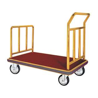 Aarco Products Aarco FB 1B Bellman Luggage Cart   Brass Carpeted Bed 