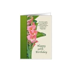  98th Birthday Card with Pink Gladiolus Card Toys & Games