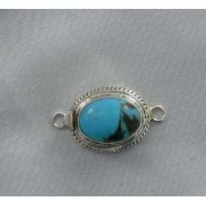  AAA CARICO LAKE TURQUOISE CLASP STERLING BLUE OVAL LG 