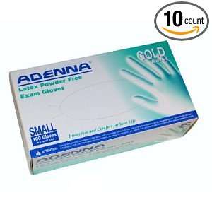 Adenna GLD262 Gold Latex PF Exam Gloves, Small, 100 Count (Pack of 10 