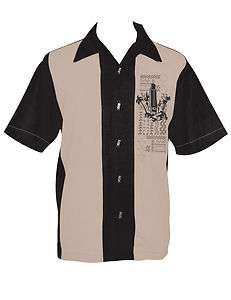   Art Deco TIKI Gray Metal Buttons Bowling Shirt S 3X USA Made  