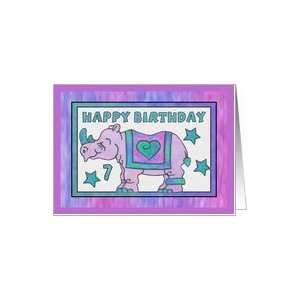  Rhino Baby Pink, Happy 7th Birthday Card Toys & Games