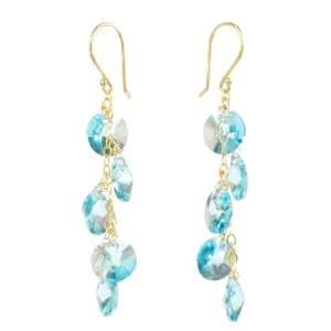 Gold Plated Silver Swarovski Elements Aquamarine Colored Faceted Multi 