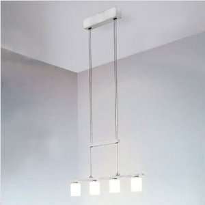   Adjustable Four Light Pool or Kitchen Island Pendant with White Shades