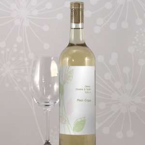  Personalized Green Organic Wedding Wine Bottle Label W1023 