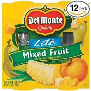 Del Monte Mixed Fruit Pull Top Cans, Lite( 4 Ounce), 4 Count Packages 